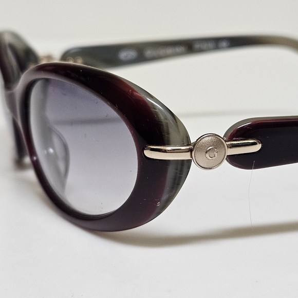 Guchini Sunglasses Burgundy Frame With Gray Gradient Lenses Gold Hardware - Picture 15 of 16